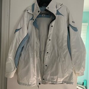 Columbia White and Light Blue Outdoor Jacket